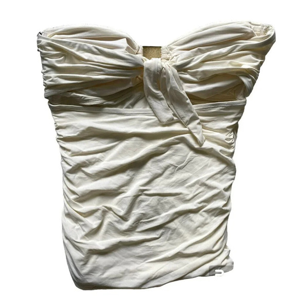 CARMEN Marc Valvo Cream Yellow Tankini Halter Two Piece Swimsuit Size M - Picture 3 of 7